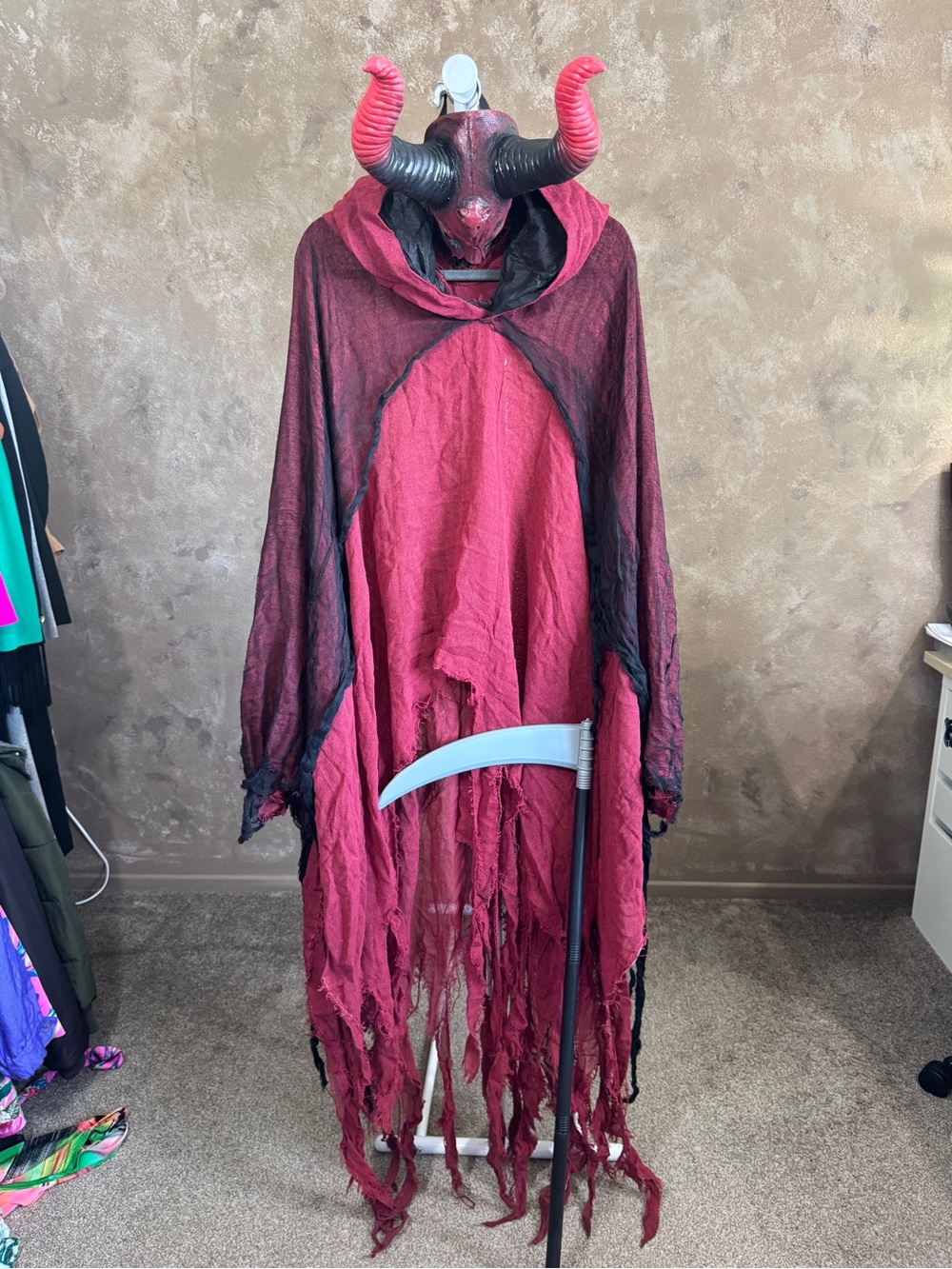 Men’s Halloween Costume L-XL Scary Costume Demon Devil Grim Reaper Zombie Death
